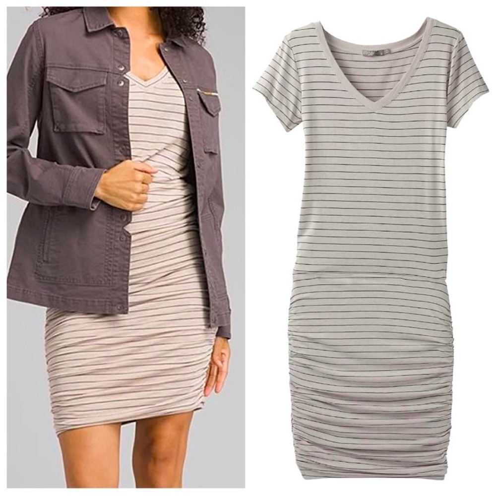 Prana Foundation Stripe V-neck Tee Dress S